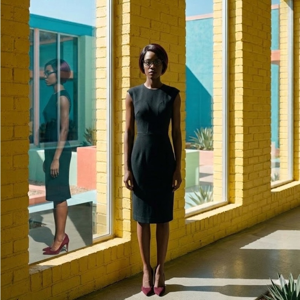 Ted Baker London Black Sleeveless Midi Sheath Dress